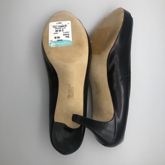 Franco Sarto Yelena Pumps Black Leather Peep Toe Heels Womens Size 10M - Picture 10 of 12